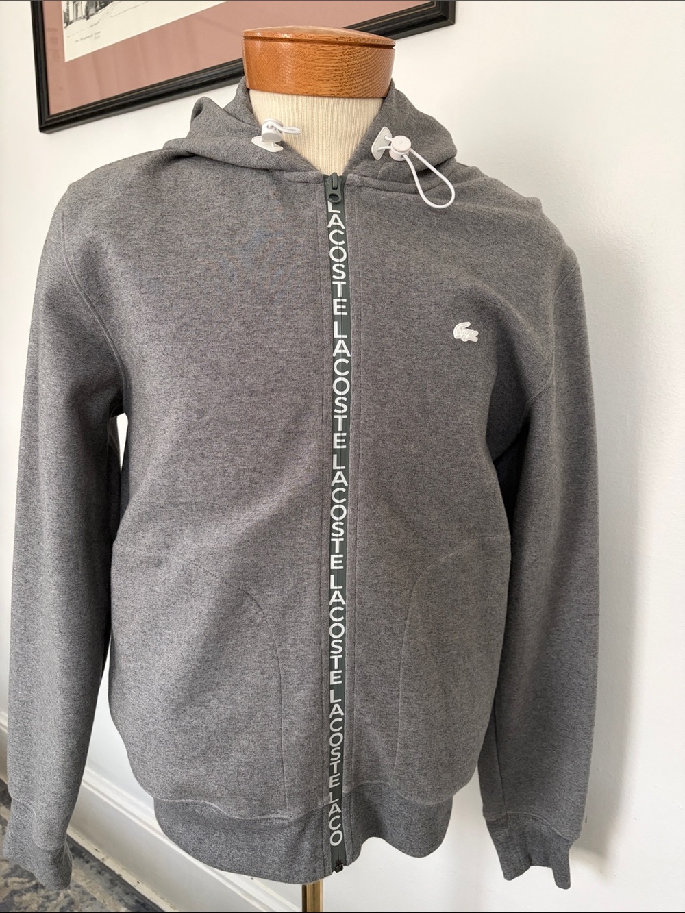 Lacoste Men's Charcoal Gray Full-Zip Hooded Sweater & pants